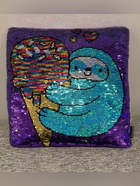 Fashion Angels Style.Lab Magic Sequin Sloth Reveal Pillow 12” X 12”